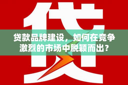 南庄贷款品牌建设，如何在竞争激烈的市场中脱颖而出？