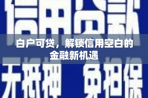 南庄白户可贷，解锁信用空白的金融新机遇